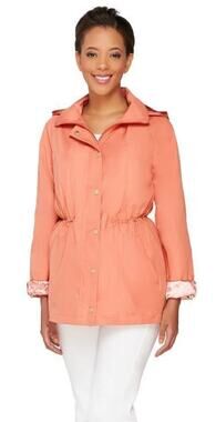 Dennis by Dennis Basso Womens Jacket 2X Water-Resistant Detach Hood Lightweight